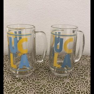 UCLA Bruins Los Angeles 12 Oz. Beer Mug Cup  With Handles Vintage 1988. Set of 2